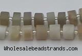 CRB467 15.5 inche 8*12mm tyre matte grey moonstone gemstone beads