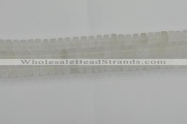 CRB500 15.5 inches 6*10mm tyre matte white crystal beads wholesale