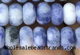 CRB5007 15.5 inches 4*6mm rondelle matte blue spot stone beads