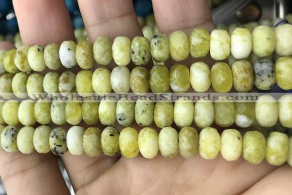 CRB5165 15.5 inches 5*8mm faceted rondelle yellow pine turquoise beads