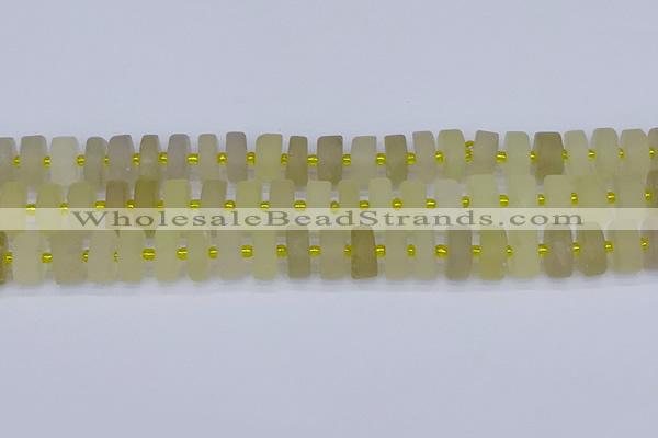 CRB520 15.5 inches 6*12mm tyre matte lemon quartz beads