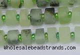 CRB524 15.5 inches 5*8mm tyre matte green rutilated quartz beads