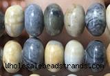 CRB5308 15.5 inches 4*6mm rondelle black picasso jasper beads