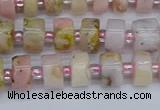 CRB542 15.5 inches 5*8mm tyre natural pink opal gemstone beads