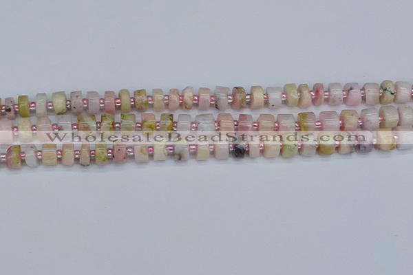 CRB542 15.5 inches 5*8mm tyre natural pink opal gemstone beads