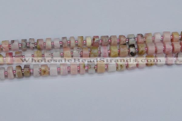 CRB543 15.5 inches 6*10mm tyre natural pink opal gemstone beads