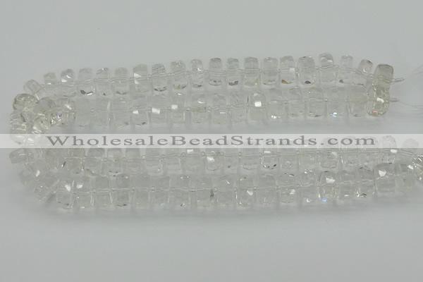 CRB549 15.5 inches 6*10mm faceted rondelle white crystal beads