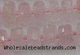 CRB557 15.5 inches 6*10mm faceted rondelle rose quartz beads