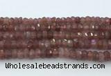 CRB5623 15.5 inches 6*10mm faceted rondelle strawberry quartz beads