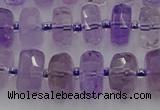 CRB565 15.5 inches 6*10mm faceted rondelle amethyst beads