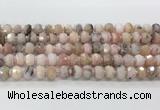 CRB5653 15.5 inches 5*8mm-6*10mm faceted rondelle pink opal beads wholesale