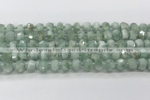 CRB5654 15.5 inches 5*8mm-6*10mm faceted rondelle green angel skin beads wholesale