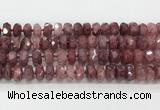 CRB5660 15.5 inches 7*11mm-9*13mm faceted rondelle strawberry quartzbeads wholesale