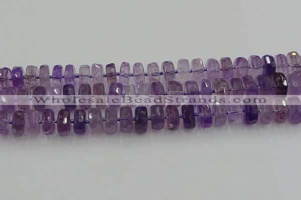 CRB567 15.5 inches 8*14mm faceted rondelle amethyst beads