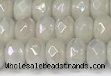 CRB5700 15 inches 5*8mm faceted rondelle AB-color white jade beads