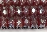 CRB5709 15 inches 5*8mm faceted rondelle AB-color red agate beads