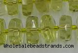 CRB575 15.5 inches 8*14mm faceted rondelle lemon quartz beads