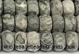 CRB5795 15 inches 4*6mm, 5*8mm faceted rondelle grey picture jasper beads