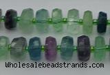 CRB614 15.5 inches 6*10mm faceted rondelle fluorite beads