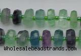 CRB615 15.5 inches 7*12mm faceted rondelle fluorite beads