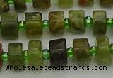 CRB664 15.5 inches 5*8mm tyre green garnet gemstone beads