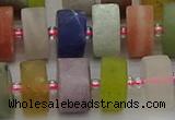 CRB682 15.5 inches 7*14mm tyre matte mixed gemstone beads