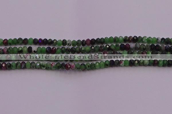 CRB725 15.5 inches 2.5*4mm faceted rondelle ruby zoisite beads