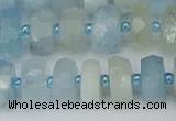 CRB802 15.5 inches 6*10mm faceted rondelle aquamarine beads