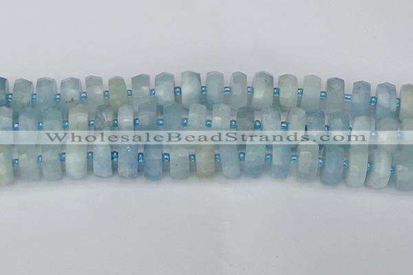 CRB805 15.5 inches 8*16mm faceted rondelle aquamarine beads