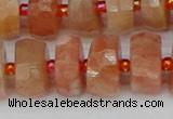 CRB819 15.5 inches 7*12mm faceted rondelle orange moonstone beads