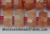 CRB820 15.5 inches 8*14mm faceted rondelle orange moonstone beads