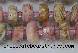 CRB834 15.5 inches 6*10mm faceted rondelle rhodochrosite beads