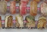 CRB835 15.5 inches 7*12mm faceted rondelle rhodochrosite beads