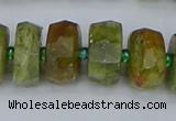 CRB851 15.5 inches 7*12mm faceted rondelle green garnet beads