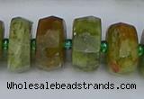 CRB852 15.5 inches 8*14mm faceted rondelle green garnet beads