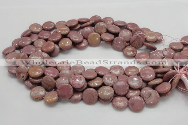 CRC73 15.5 inches 16mm flat round rhodochrosite gemstone beads