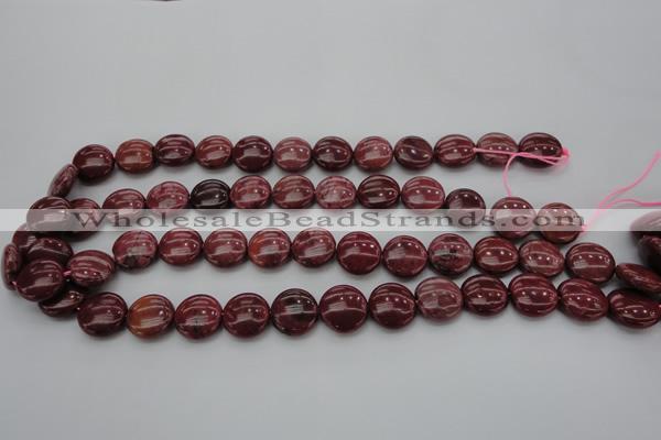 CRC815 15.5 inches 14mm flat round Brazilian rhodochrosite beads