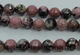 CRD11 15.5 inches 6mm faceted round rhodonite gemstone beads