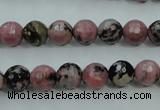 CRD12 15.5 inches 8mm faceted round rhodonite gemstone beads