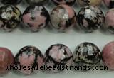 CRD17 15.5 inches 16mm faceted round rhodonite gemstone beads