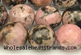 CRD362 15 inches 10mm faceted round rhodonite beads wholesale