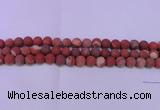 CRE162 15.5 inches 8mm round matte red jasper beads