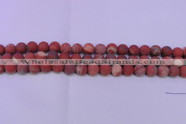 CRE162 15.5 inches 8mm round matte red jasper beads