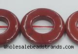 CRE22 16 inches 30mm donut natural red jasper beads wholesale