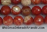 CRE332 15.5 inches 8mm faceted round red jasper beads