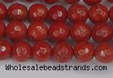 CRE339 15.5 inches 6mm faceted round red jasper beads