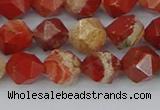 CRE346 15.5 inches 8mm faceted nuggets red jasper beads