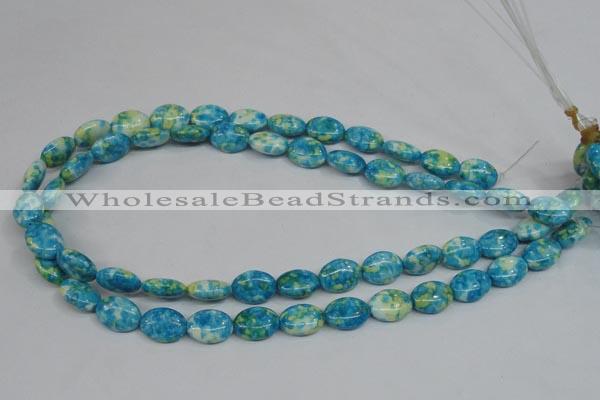 CRF124 15.5 inches 10*14mm oval dyed rain flower stone beads