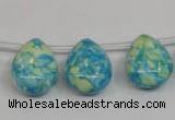 CRF148 Top-drilled 13*18mm flat teardrop dyed rain flower stone beads