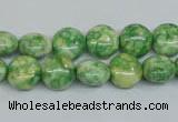 CRF196 15.5 inches 10mm flat round dyed rain flower stone beads